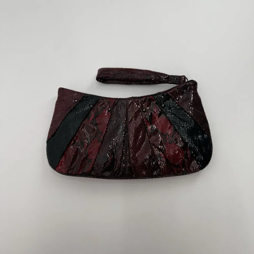 Nine West Y2k Faux Leather Snake Skin Wristlet Bag Clutch Evening